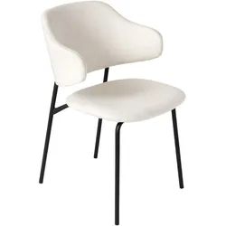 riess-ambiente Stuhl VOGUE - weiß Bouclé schwarze Metallbeine
