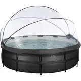 EXIT TOYS Black Leather Pool 450 x 122 cm inkl. Sandfilter, Abdeckung und Wärmepumpe