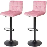 Mendler 2er-Set Barhocker HWC-G87, Tresenhocker Barstuhl, höhenverstellbar ~ Samt rosa, Fuß schwarz