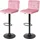 Mendler 2er-Set Barhocker HWC-G87, Tresenhocker Barstuhl, höhenverstellbar ~ Samt rosa, Fuß schwarz