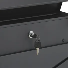 Relaxdays Briefkasten mit modernem Design, Metall, 4 Schlüssel, Mit Zeitungsfach, HxBxT: ca. 38 x 37 x 12 cm, Anthrazit