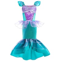 Lito Angels Meerjungfrau Prinzessin Arielle Kostüm Kleid für Kinder Mädchen Verkleidung Outfit Größe 7-8 Jahre 128, Grün 285