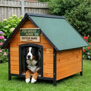 zooprinz Hundehütte Luna Klappdach Lamellen Kiefernholz Wetterfest 111x101x97cm (BxHxT) - Braun