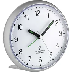 TFA - Wecker - rund - Quarz - Schreibtisch - Silber