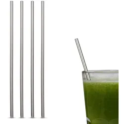 Nachhaltige Edelstahl Strohhalme ( 4 Trinkhalme + 1 Reinigungsbürste ) 21cm - Hochwertige Mehrwegstrohhalme wiederverwendbar, Stabil und Bruchfest