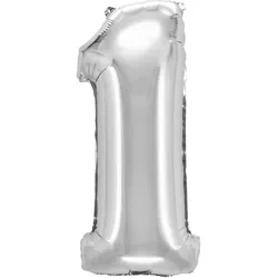 3x Folienballon "Zahl 1" silber ca. 73cm