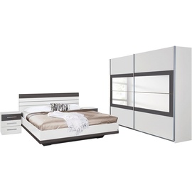 RAUCH Schlafzimmer-Set RAUCH "Tarragona" Schlafzimmermöbel-Sets Gr. Bett 180 x 200 cm-Schrank 226 cm + ohne Matratze, weiß (alpinweiß, graumetallic) Komplett Schlafzimmer