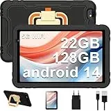 JUEDUR Kinder Tablet 10 Zoll Android 14, 5G WiFi | 22GB+128GB (1TB TF) | Elterliche Kontrolle | 8000 mAh | Octa-Core | 5MP+8MP | mit Kindgerechte Hülle Eva Schutzhülle + 360° drehbarer Bügel -Schwarz