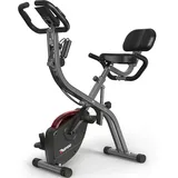 PASYOU 3 IN 1 Heimtrainer Fahrrad, Klappbar Indoor Fahrrad mit 10 Stufen & 7 Sitzhöhen, 10 Magnetische Widerstandsstufen Ergometer Heimtrainer, F-Bike 265LB/120KG Cardiotraining X-Bike für Zuhause