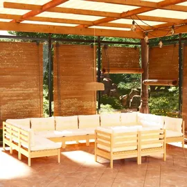 vidaXL Garten-Lounge-Set 12-tlg. creme Kiefer