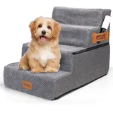 Nobleza Hundetreppe für Kleine Hunde, Hunderampe und Haustiertreppe mit Fusselrolle, 4 Stufen Katzentreppe und Hundetreppe für Bett Sofa