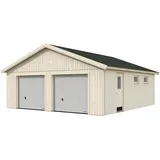Palmako Fertiggarage Doppelgarage Andre 44,7 m2 mit Sektionaltor naturbelassen