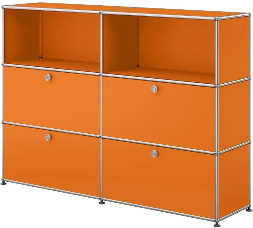 USM Haller Sideboard mit 4 Klapptüren und 2 offenen Fächern reinorange