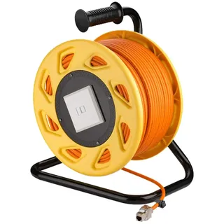 goobay RJ45 Netzwerk Kabeltrommel 50m Outdoor CAT 7A Kabel Keystone Buchse Netzwerkkabeltrommel Netzwerkkabel Verlängerungskabel 50m Orange