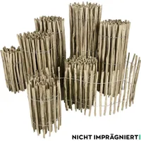 Roysson Staketenzaun 50 cm x 5 m mit Lattenabstand 3 - 4 cm | Gartenzaun aus Haselnuss Nicht imprägniert - Naturbelassen