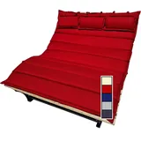 XXL Auflage mit 3x Kopfkissen für Waldsofa Traumliege Sonnenliege Relaxliege Gartenliege Himmelsliege Wellnessliege Saunaliege (Rot, XXL Auflage)