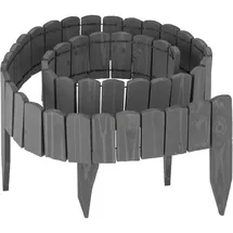 Relaxdays Beeteinfassung, 200 cm lang, flexibel, Sichthöhe: 10 cm, zum Stecken, Holz, Beetzaun, Rasenkante, dunkelgrau