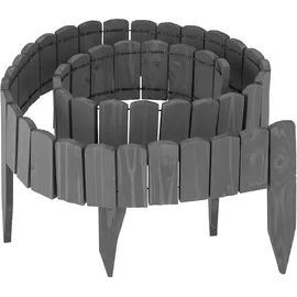Relaxdays Beeteinfassung, 200 cm lang, flexibel, Sichthöhe: 10 cm, zum Stecken, Holz, Beetzaun, Rasenkante, dunkelgrau
