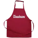 Elefantasie Personalisierte Kinderschürze mit Name, Kochschürze für Backen, Kochen, Malen, Geschenkidee für Kinder 3-6 Jahre rot