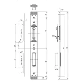 Fuhr Schließteil 59046 Falle/Riegel U-Stulp 24x8 mm Links/Rechts Silber