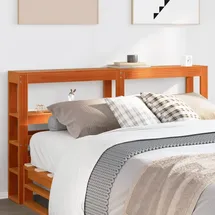 vidaXL Kopfteil mit Ablagen Wachsbraun 160 cm Massivholz Kiefer
