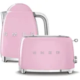 Wasserkocher SMEG 50's Retro Style 1,7l rosa + Toaster SMEG 50's Retro Style 2x2 rosa