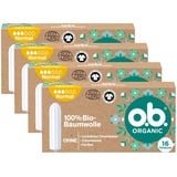 o.b. Organic Normal, Bio Tampons für mittlere bis stärkere Tage aus 100% Bio Baumwolle für natürlichen Schutz (4 x 16 Stück)