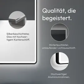 Talos LED Badspiegel Talos Black Moon 120x70 cm - Badezimmerspiegel mit Beleuchtung - feuchtwassergeeignet durch Aluminiumrahmen - Licht-Farbe Neutralweiß