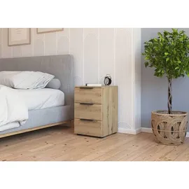 Rauch Möbel Flipp, Kommode für Schlafzimmer, Kinderzimmer, Wohnzimmer, Jugendzimmer, Flur, Garderobe, 3 Schubladen, mit Softclose-Funktion, Farbe Eiche Artisan, Holz, Breite 40 cm,