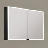 Sprinz Pure-Line Spiegelschrank Aufputz mit 2 Türen 80 cm, Badmöbel, alu schwarz matt