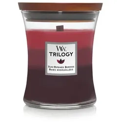 WoodWick Trilogy Sun- Ripened Berries Kerze Medium 275g mit knisterndem Docht, Brenndauer bis zu 60 Std
