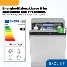 Exquisit GSP9616-450B Geschirrspüler (unterbauhähig, 598 mm, Inox)