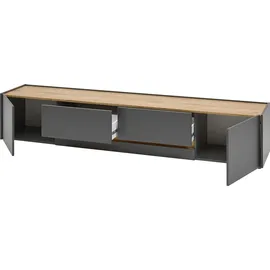 Home Affaire Wohnwand City/Giron, moderne Anbauwand, Komplettset in vielen Farben verfügbar, (Set, 4-St), enthält zwei Vitrinen, ein Lowboard & ein Wandboard grau