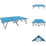 Doppelliege Klappbar Blau Stahl - Doppelliege - Klappliege - Campingbett - Sonnenschirm - Gartenmöbel