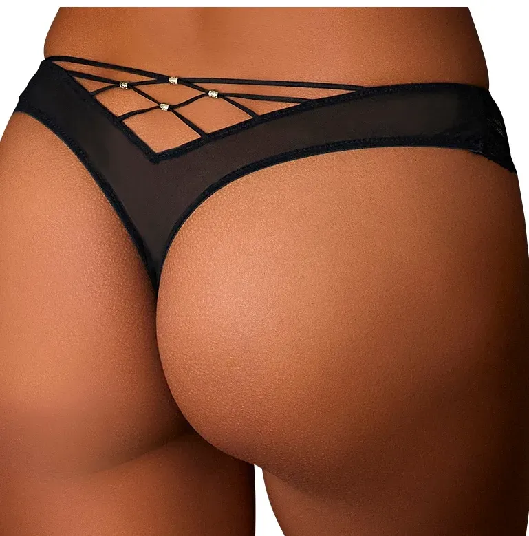 String LASCANA, Damen, Gr. 44/46, schwarz, Spitze, Obermaterial: 90% Polyamid, 10% Elasthan, körpernah, Unterhosen String, rundherum aus dezent transparenter Spitze