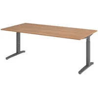 Bümö Schreibtisch Nussbaum, Graphit, Nachbildung,Nussbaum, Rechteckig, 200x74x100 cm, FSC