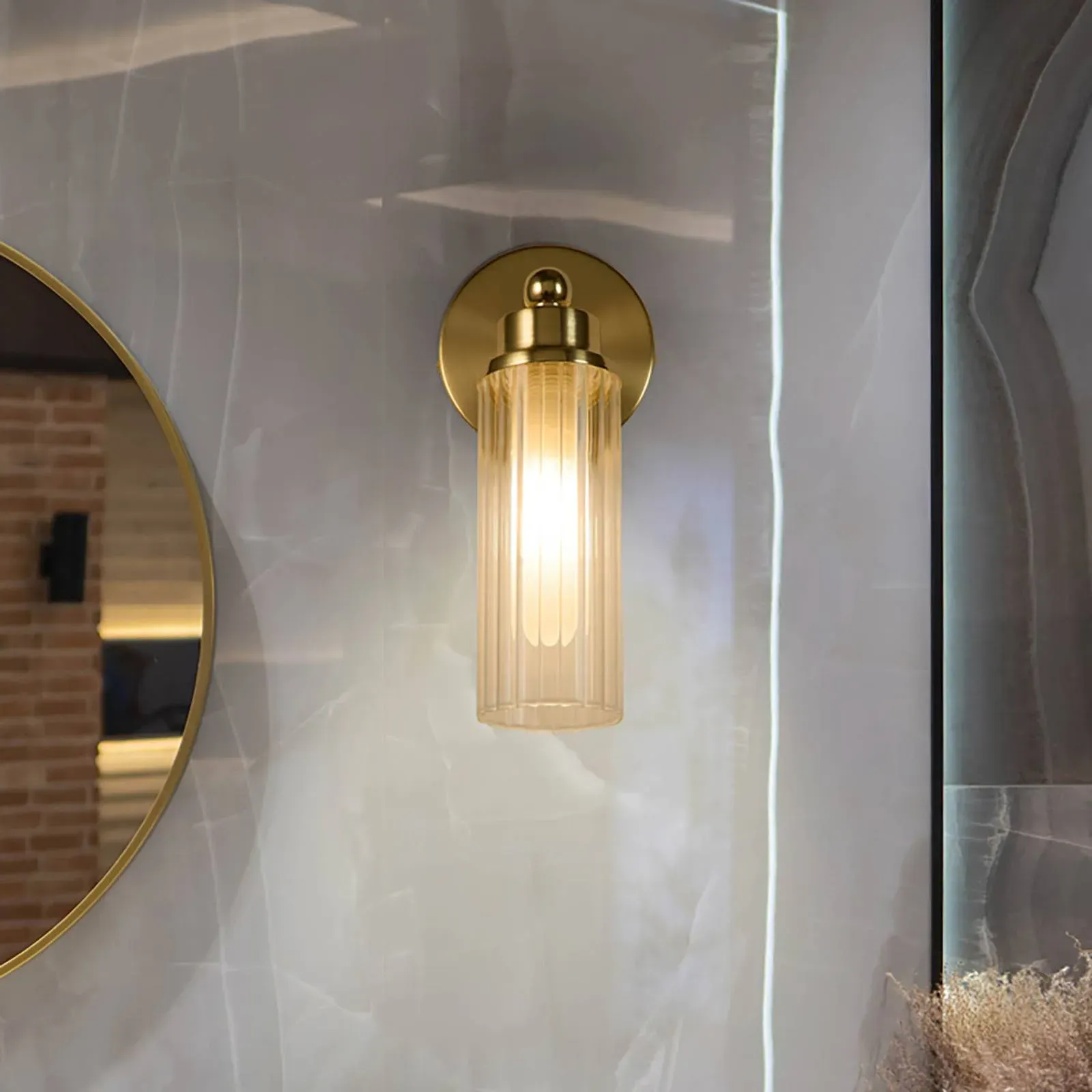 Searchlight Wandlampe Imperial, dimmbar, messing / gold, für Badezimmer, Metall, Wandleuchte, Wandlampe Bad - 12 cm - 10 cm - 22 cm