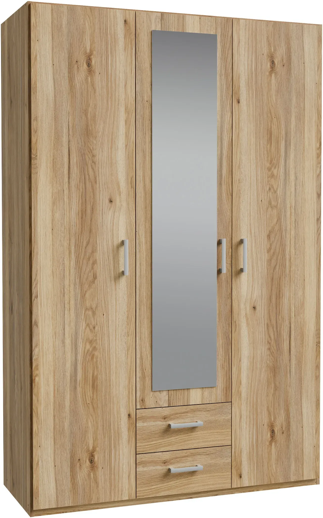 Drehtürenschrank FORTE, mauvella eiche, B:133,2cm H:210,5cm T:54,2cm, Spanplatte, Schränke, Drehtürenschrank, Drehtürenschrank, Spiegel, Stauraum, 2 Schubladen