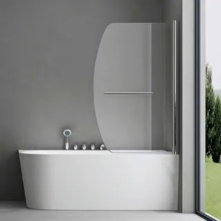 doporro 90x140 cm Design-Duschwand für Badewanne Badewannenaufsatz Duschabtrennung 6mm ESG-Sicherheitsglas inkl. NANO-Beschichtung Badewannenfaltwand