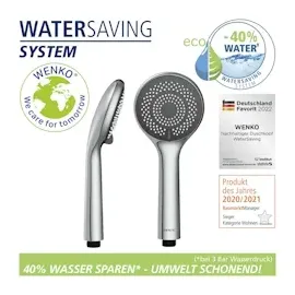 Wenko Duschkopf Watersaving Kunststoff Silber