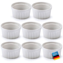 Dimono Dessertschale Creme Brulee Souflee-Förmchen, Keramik, (Schälchen mit 170 ml, 8-tlg), Schalen weiß