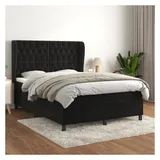 vidaXL Boxspringbett mit Matratze Schwarz 140x200 cm Samt