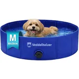 Veddelholzer Faltbarer Hundepool (M) 80 x 20 cm rutschfest – Robuster Hunde Swimmingpool platzsparend & stabil, ideal für Garten & Balkon, schneller Aufbau ohne Aufpumpen, für kleine & große Hunde