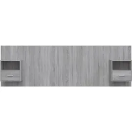 vidaXL Kopfteil mit Nachttischen Grau Sonoma Holzwerkstoff