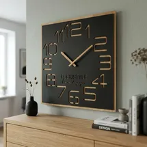 Flexistyle Wanduhr 60,0 cm Holz Digits ECO schwarz