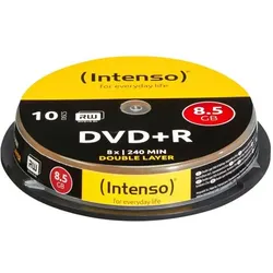 1x10 Intenso DVD+R 8,5GB 8x Speed, Double Layer Cakebox