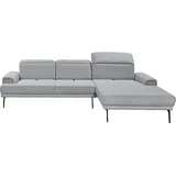 Musterring Ecksofa MUSTERRING "MR 4580", grau (light grau), B:288cm H:79cm T:220cm, 100% Polyester, Sofas, Ecksofa, mit Kopf- und Sitztiefenverstellung, Metallfuß chrom, 288 x 193/220cm