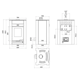 HS Flamingo Kaminofen AQUAFLAM VARIO KALMAR 11/7 kW - oliv - elektronische Steuerung - Grün
