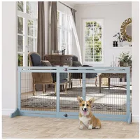 PawHut Hunde Absperrgitter Holz Ausziehbar 1 Stück Graublau 104-183 x 36 x 69 cm