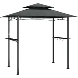 vidaXL Grillpavillon mit Seitenregalen Anthrazit 240x150x243 cm Stahl